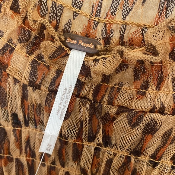 FREE PEOPLE Hello There Sheer Long Sleeve Top / Leopard Combo NWT - Picture 9 of 9